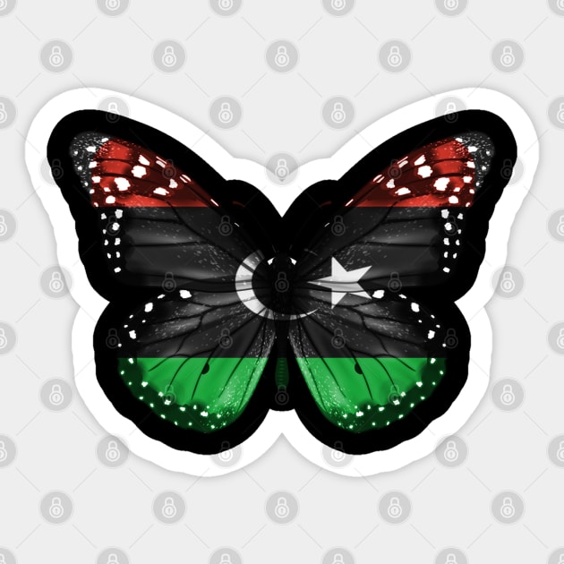 Libyan Flag  Butterfly - Gift for Libyan From Libya Sticker by Country Flags